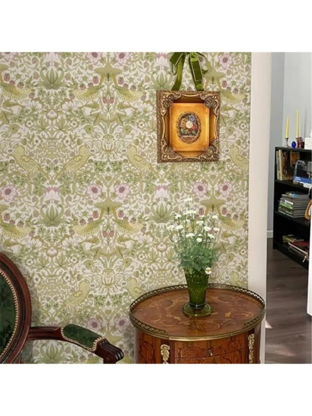 William Morris Peel & Stick Wallpaper Strawberry Thief Floral Bird Removable PVC